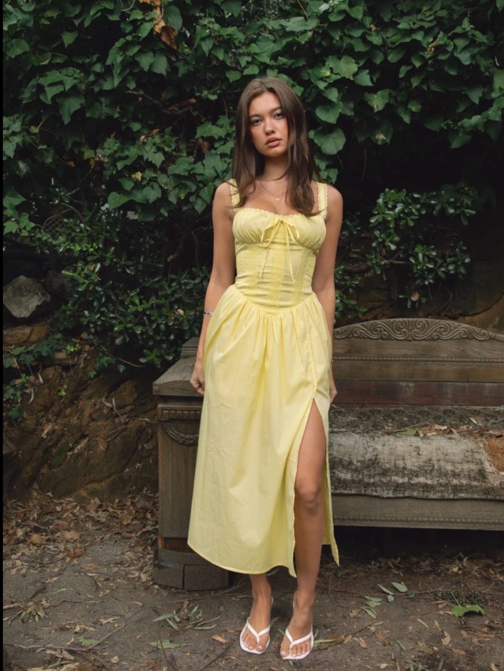TICTOC: Pale Yellow Milkmaid corset dress